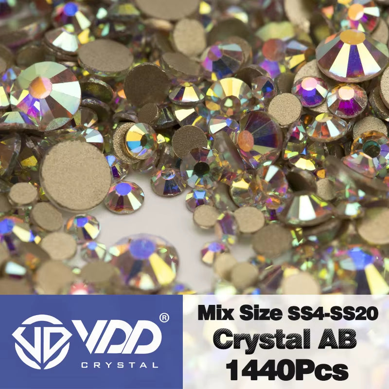 SS4-SS20 Mix Size Clear Crystal Non-Hotfix Gold Flatback Rhinestones Decorations DIY Glitter Stones 3D Nail Art Accessories