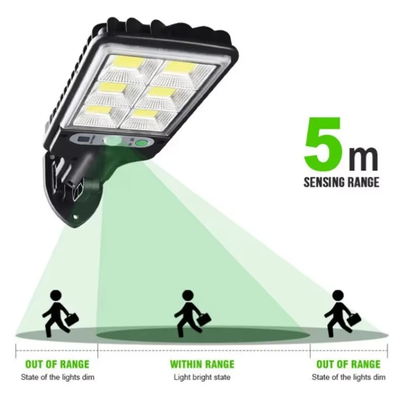 Solar Outdoor Led Courtyard Wall Lamp with 3 Mode Waterproof Motion Sensor Security Lighting Street Lights for Garden Patio Path
