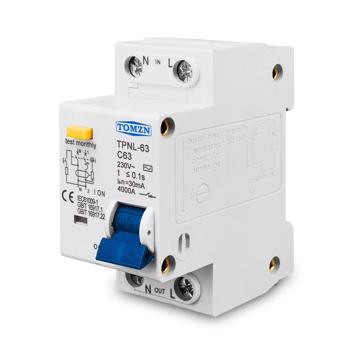 TPNL DPNL 230V 1P+N Residual Current Circuit Breaker with over and Short Current Leakage Protection RCBO MCB