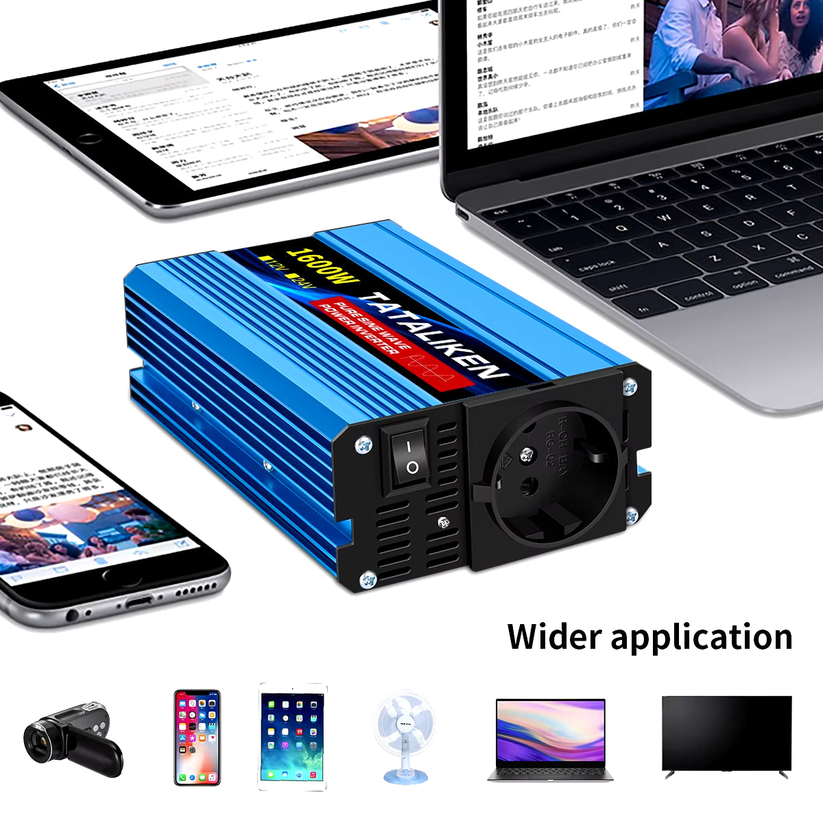 Pure Sine Wave Inverter 1000W-4000W DC 12V/24V to AC 220V 50Hz Power Inverter Charger Adapter Universal Socket