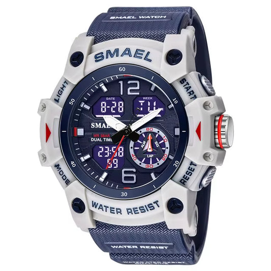 Sport Watch Military Wristwatch for Men Alarm Stopwatch LED Digital Back Light Dual Time Display Waterproof Watch Men 8007