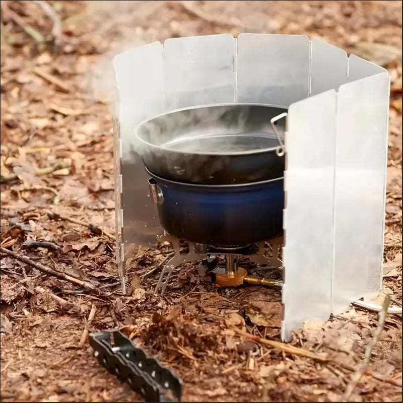 8 Plates / 10 Plates Aluminum Alloy Stove Windscreen, Ultralight Foldable Stove Windshield, Suitable for Outdoor Camping, Picnic