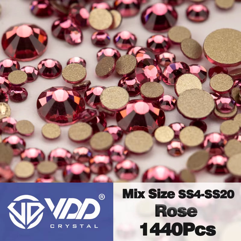 SS4-SS20 Mix Size Clear Crystal Non-Hotfix Gold Flatback Rhinestones Decorations DIY Glitter Stones 3D Nail Art Accessories