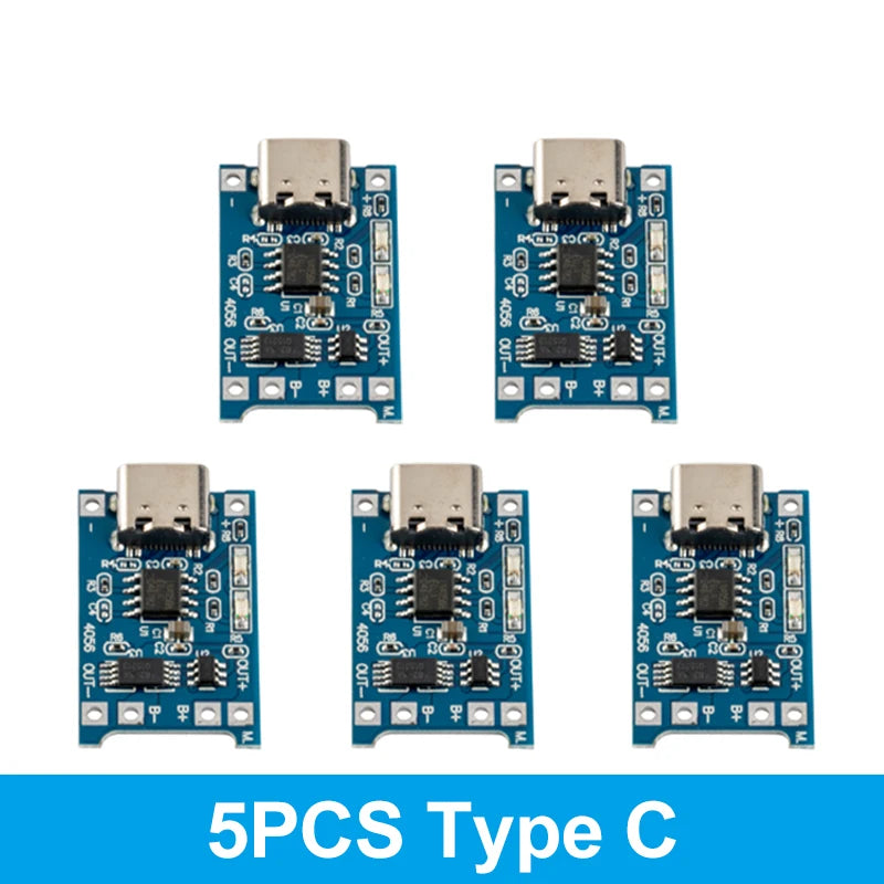 5Pcs 10Pcs Type-C Micro USB 5V 1A 18650 TP4056 Lithium Battery Charger Module Charging Board with Protection Dual Functions 1A
