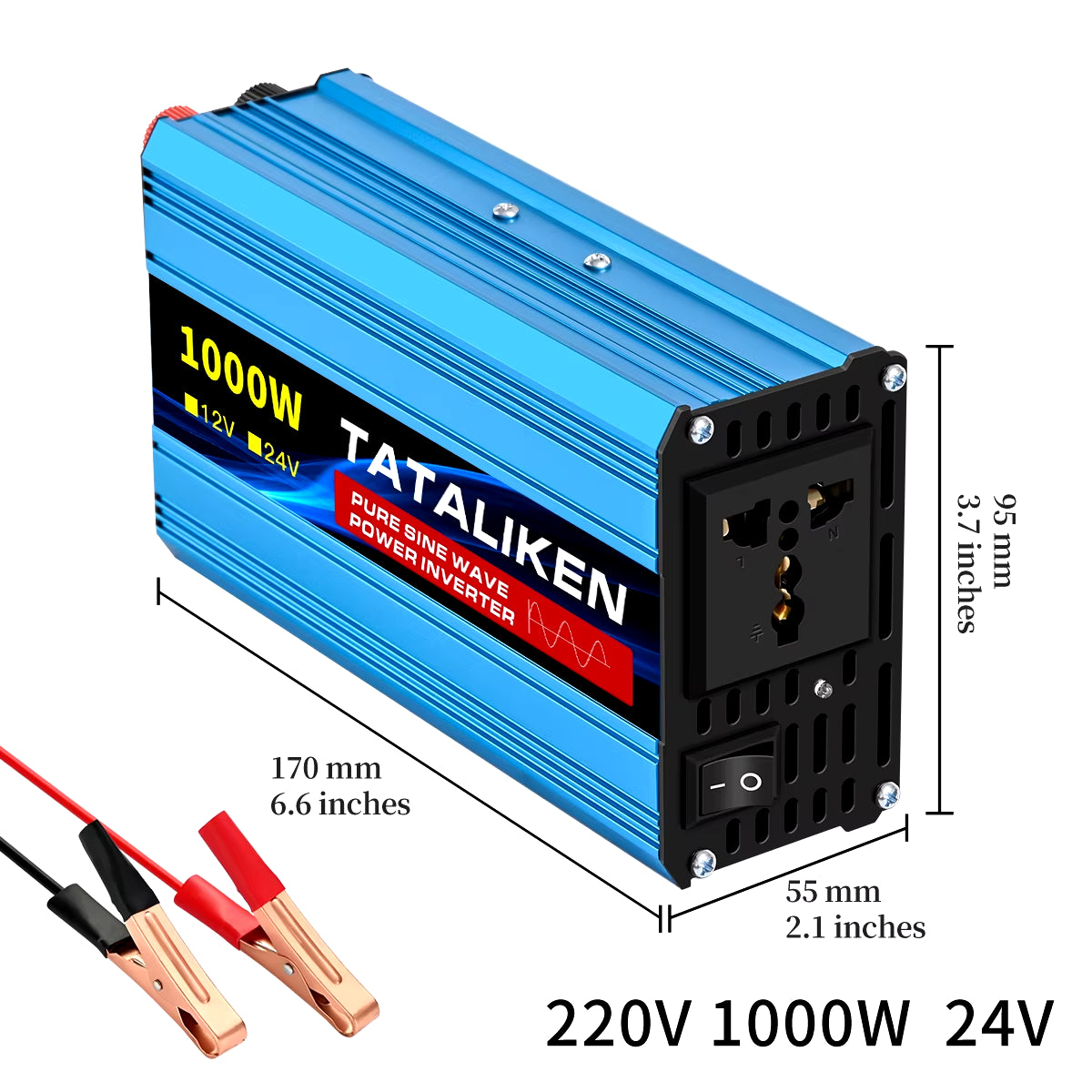 Pure Sine Wave Inverter 1000W-4000W DC 12V/24V to AC 220V 50Hz Power Inverter Charger Adapter Universal Socket
