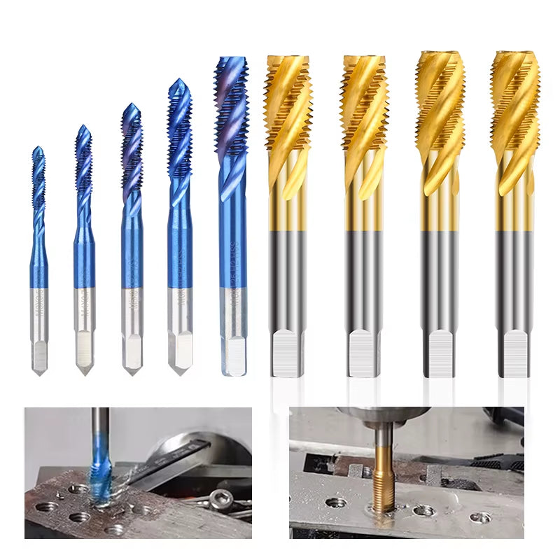 HSS Steel Screw Tap Titanium Coated Spiral Metric Thread Tap M2-M18 Machine Plug Tap HSS6542 Threading Tool Tap Drill Bit