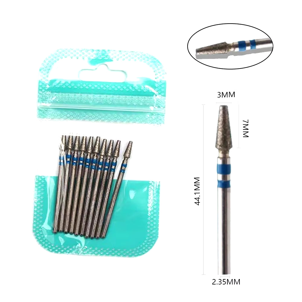 10Pcs Diamond Milling Cutter Nail Drill Bits Set for Manicure Accessory Pedicure Eletric Machine Nail Bit Brush Burr Tools