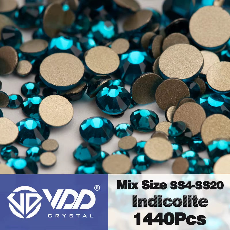 SS4-SS20 Mix Size Clear Crystal Non-Hotfix Gold Flatback Rhinestones Decorations DIY Glitter Stones 3D Nail Art Accessories