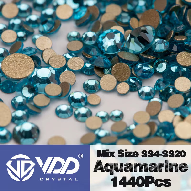 SS4-SS20 Mix Size Clear Crystal Non-Hotfix Gold Flatback Rhinestones Decorations DIY Glitter Stones 3D Nail Art Accessories