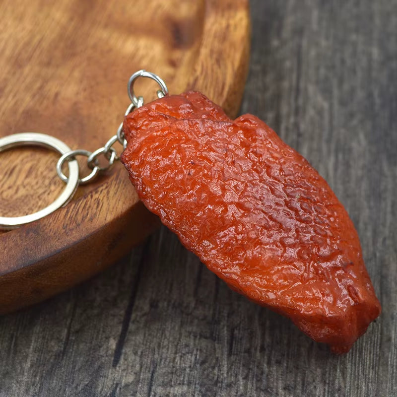 Creative Simulation Food Keychain PVC Model Gift Keychain Soft Glue Fake Braised Pork Belly Roasted Chicken Keychain K4230