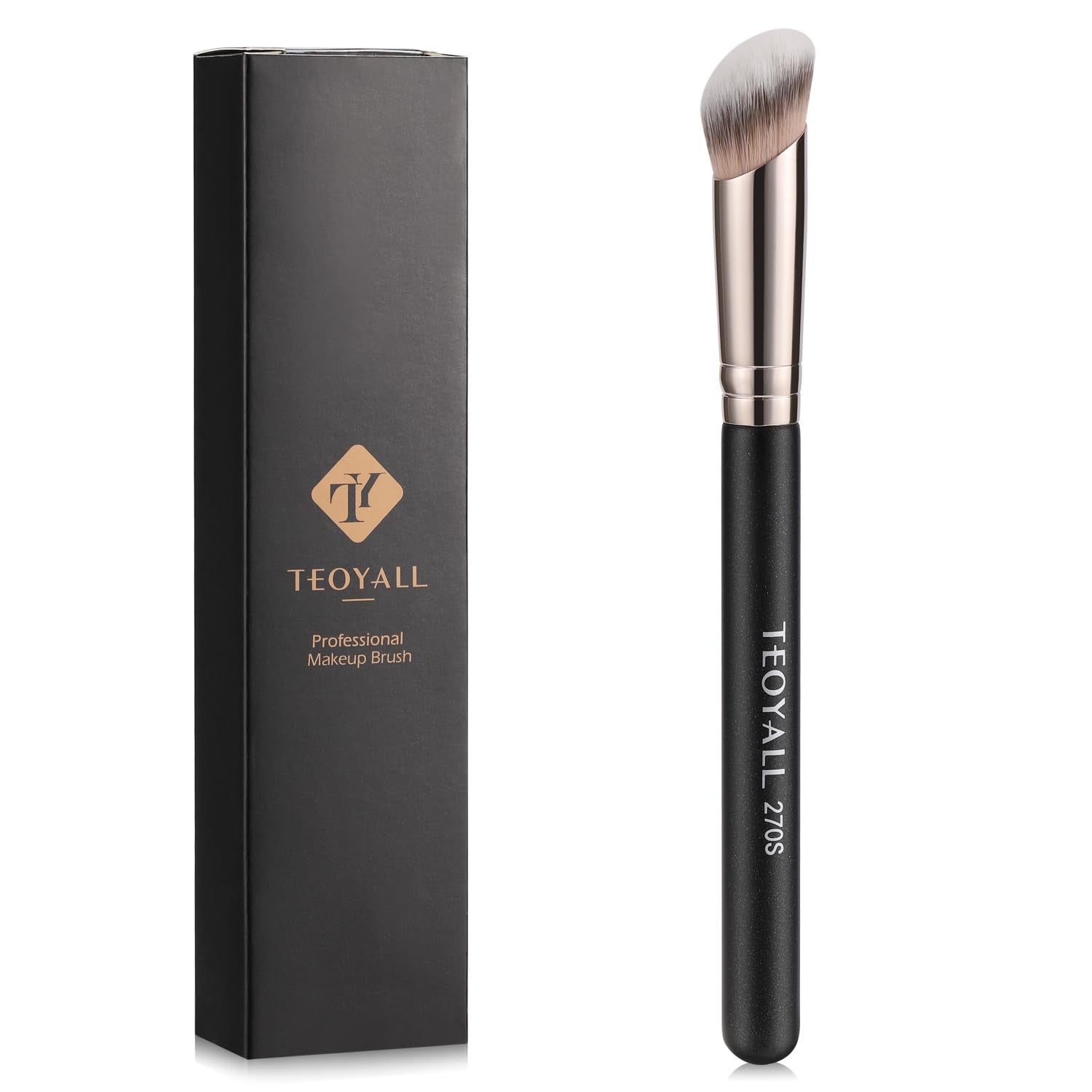 Unter-Augen-Concealer Pinsel, Angewinkelter Kontur Pinsel, Synthetischer Kabuki Pinsel Zum Verbergen, Mischen, Festlegen Und Auftragen Von Flüssigen, Cremes Und Puder-Kosmetika