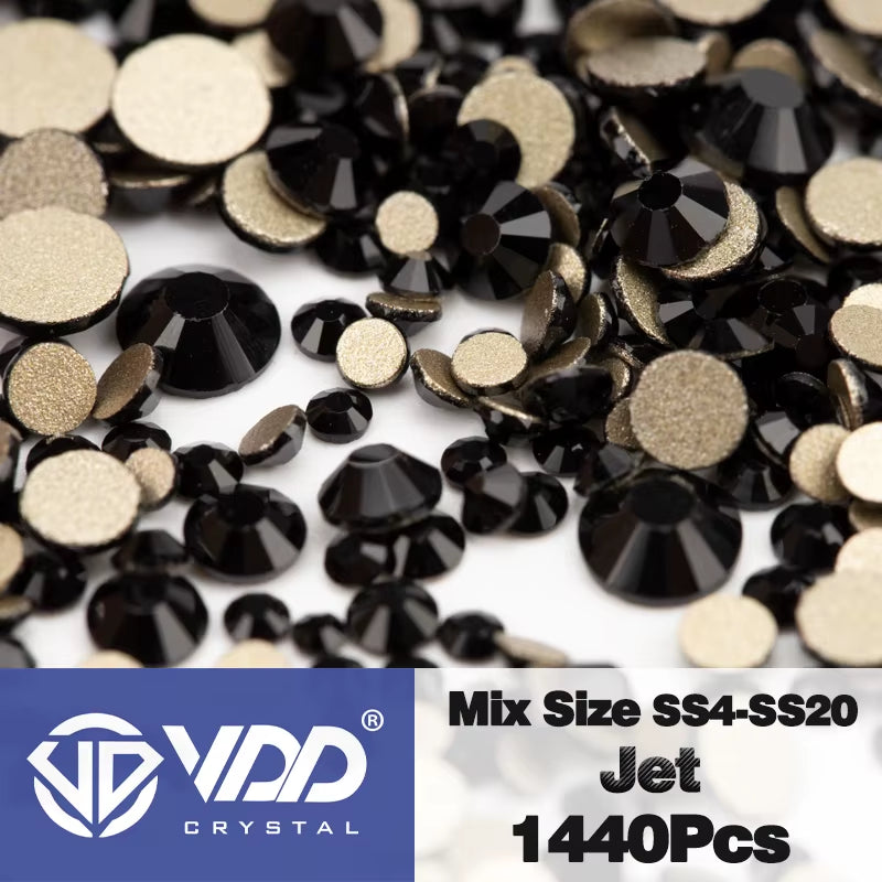 SS4-SS20 Mix Size Clear Crystal Non-Hotfix Gold Flatback Rhinestones Decorations DIY Glitter Stones 3D Nail Art Accessories