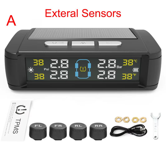 Tire Pressure Monitoring System Car Tyre Pressure Monitor Tyre Pressure Alarm with 4 External Sensors