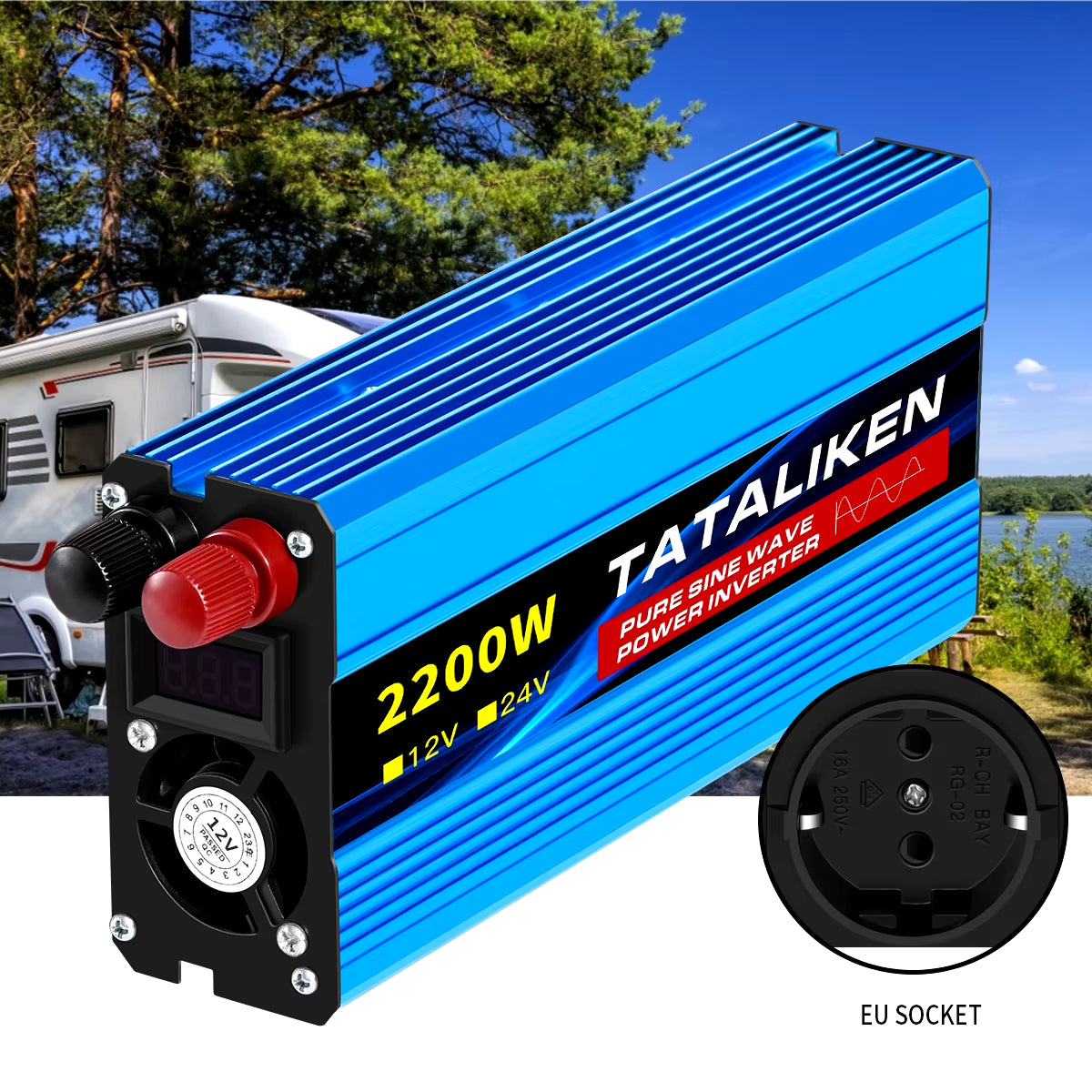Pure Sine Wave Inverter 1000W-4000W DC 12V/24V to AC 220V 50Hz Power Inverter Charger Adapter Universal Socket
