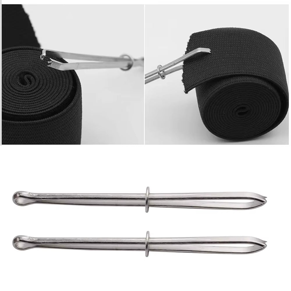 2Pcs High Quality Garment Clips Sewing DIY Tools Elastic Band Tape Punch Cross Stitch Threader Wear Elastic Clamp (Wear Rope)