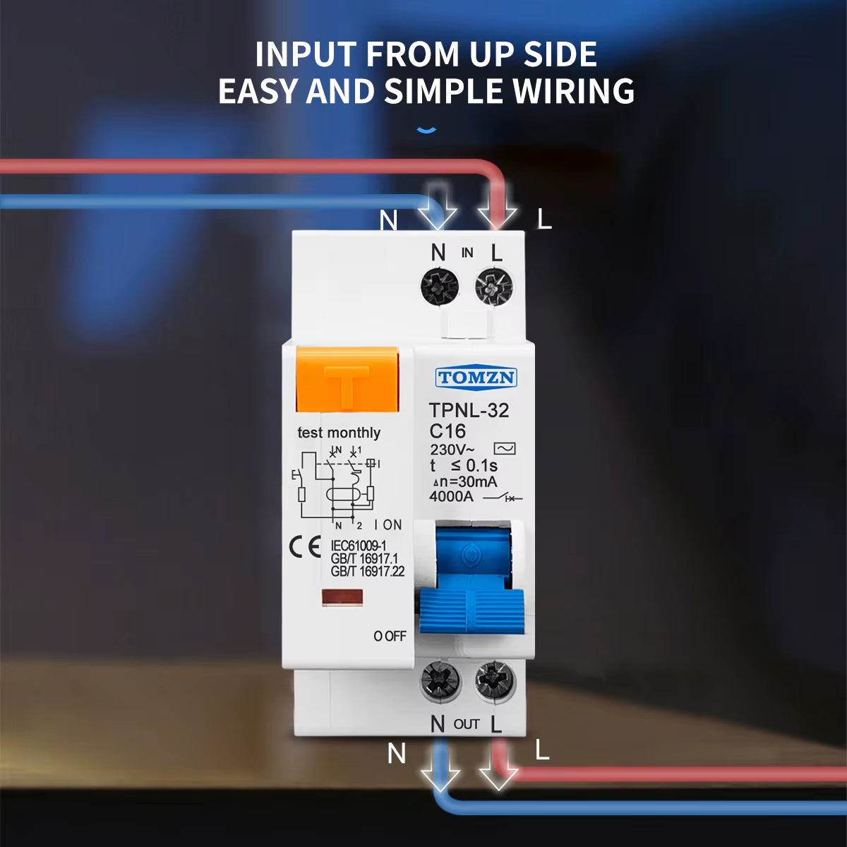 TPNL DPNL 230V 1P+N Residual Current Circuit Breaker with over and Short Current Leakage Protection RCBO MCB