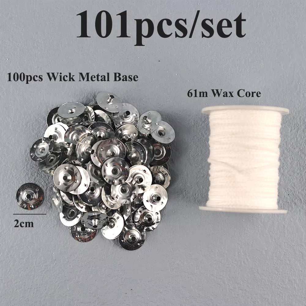 Smokeless Candle Wicks 2.6-20Cm Pre-Waxed Cotton Core Wicks with Metal Sustainer Tabs DIY Handmade Candle Making Tools