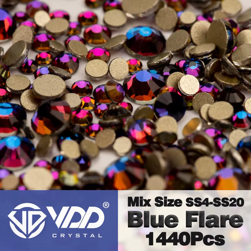 SS4-SS20 Mix Size Clear Crystal Non-Hotfix Gold Flatback Rhinestones Decorations DIY Glitter Stones 3D Nail Art Accessories