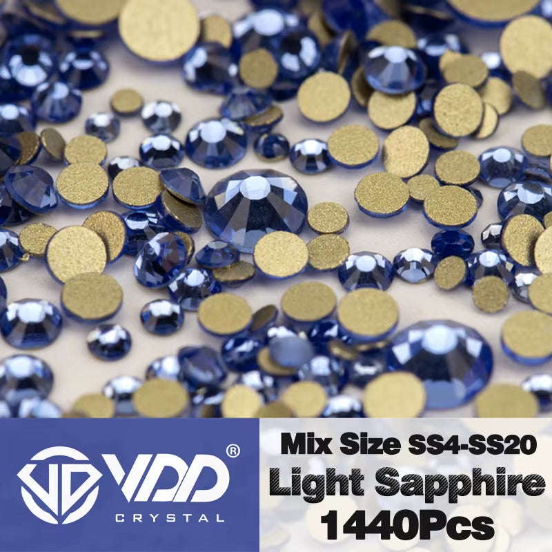 SS4-SS20 Mix Size Clear Crystal Non-Hotfix Gold Flatback Rhinestones Decorations DIY Glitter Stones 3D Nail Art Accessories
