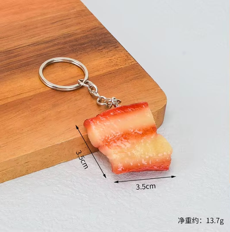 Creative Simulation Food Keychain PVC Model Gift Keychain Soft Glue Fake Braised Pork Belly Roasted Chicken Keychain K4230