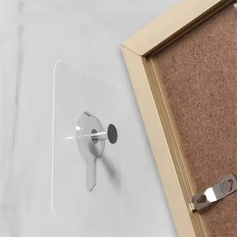 50/10Pcs Self-Adhesive Wall Hooks for Photo Frame Clock Strong Adhesive Transparent Nails Wall Hook Hangers Hanging Nail Holders