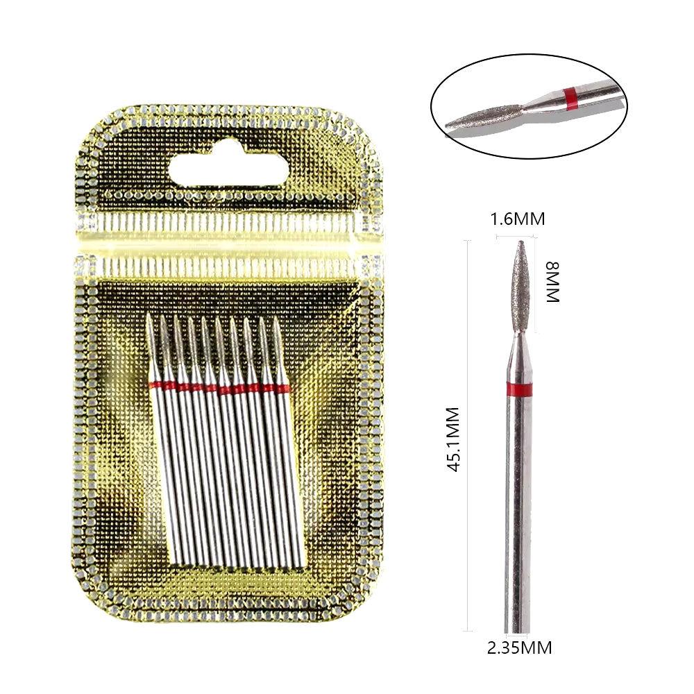 10Pcs Diamond Milling Cutter Nail Drill Bits Set for Manicure Accessory Pedicure Eletric Machine Nail Bit Brush Burr Tools