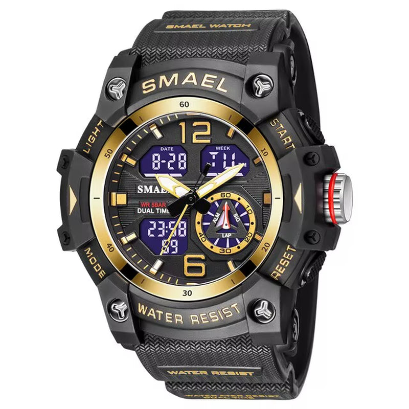 Sport Watch Military Wristwatch for Men Alarm Stopwatch LED Digital Back Light Dual Time Display Waterproof Watch Men 8007