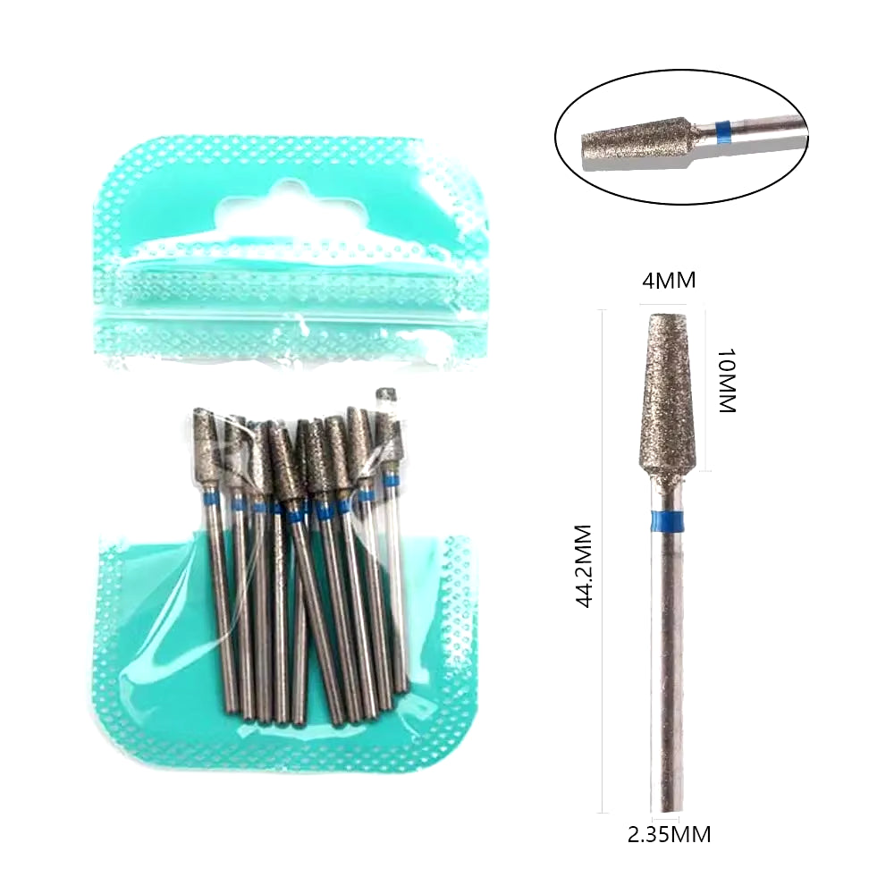 10Pcs Diamond Milling Cutter Nail Drill Bits Set for Manicure Accessory Pedicure Eletric Machine Nail Bit Brush Burr Tools