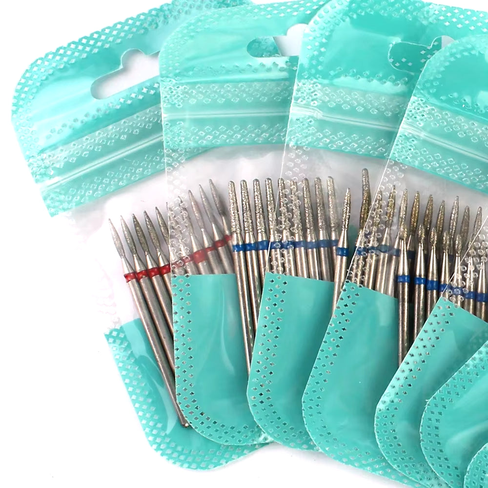 10Pcs Diamond Milling Cutter Nail Drill Bits Set for Manicure Accessory Pedicure Eletric Machine Nail Bit Brush Burr Tools