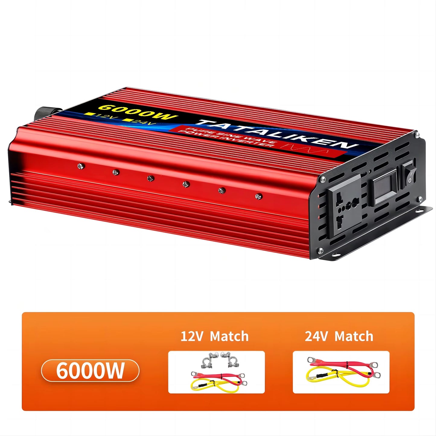 Pure Sine Wave Inverter 1000W-4000W DC 12V/24V to AC 220V 50Hz Power Inverter Charger Adapter Universal Socket