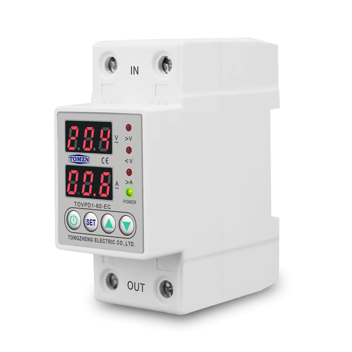 Din Rail Dual Display Adjustable over Voltage Current and under Voltage Protective Device Protector Relay 40A 63A 80A 220V 230V
