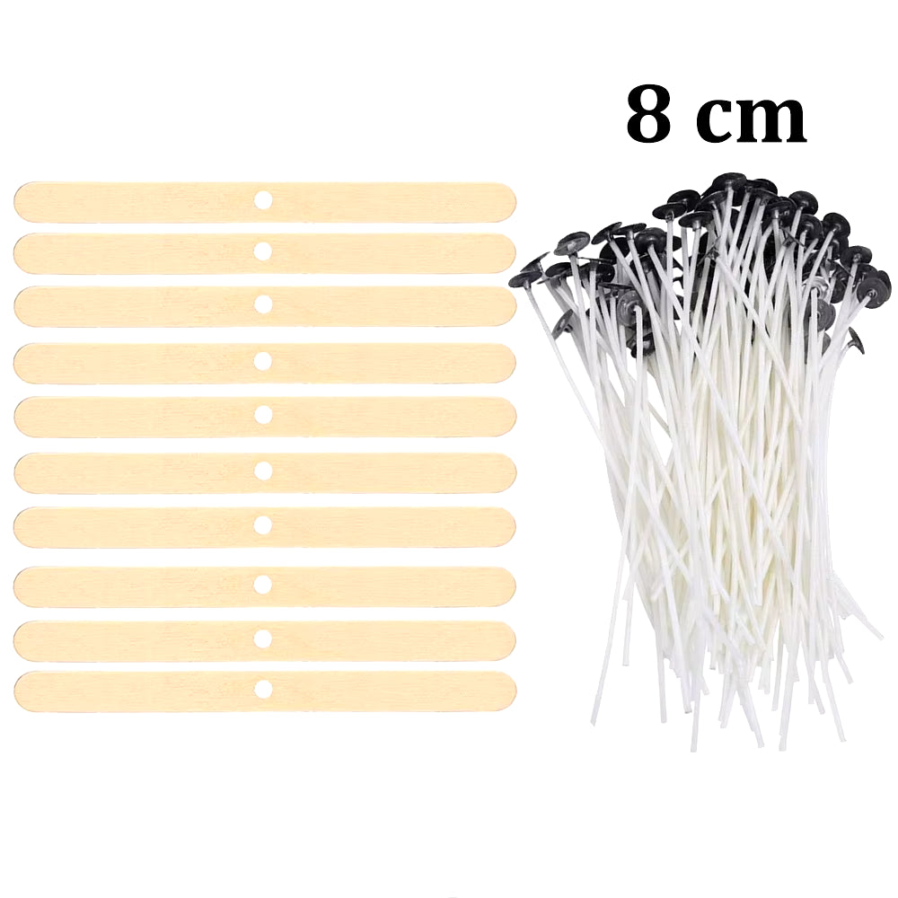 Smokeless Candle Wicks 2.6-20Cm Pre-Waxed Cotton Core Wicks with Metal Sustainer Tabs DIY Handmade Candle Making Tools