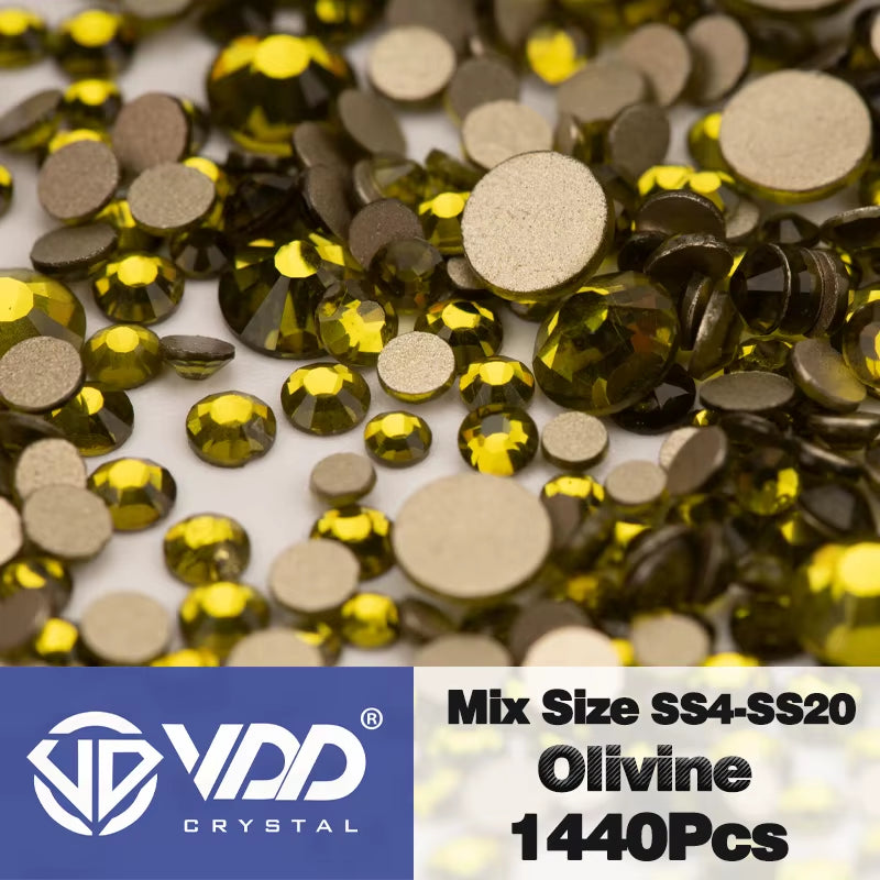 SS4-SS20 Mix Size Clear Crystal Non-Hotfix Gold Flatback Rhinestones Decorations DIY Glitter Stones 3D Nail Art Accessories