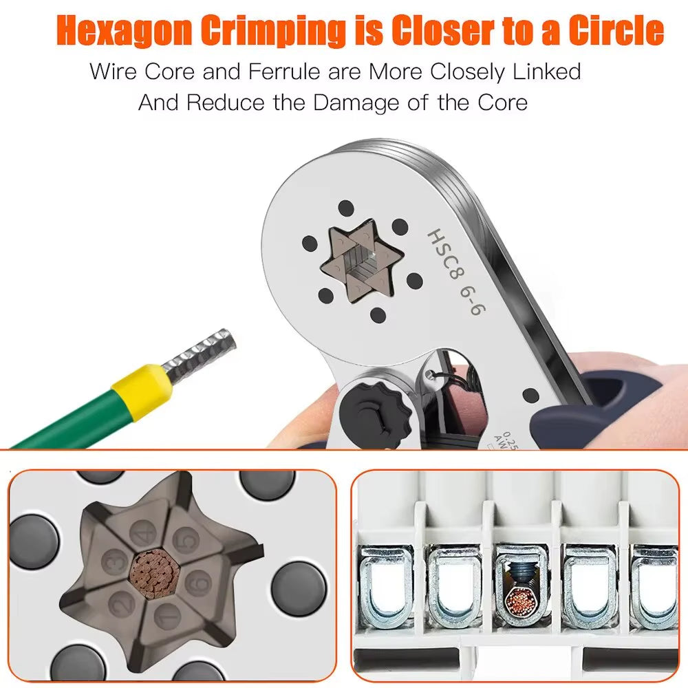 Ferrule Sleeves Terminal Crimping Tools Mini Electrical Pliers HSC8 6-4/6-6(0.25-10Mm²/0.25-6Mm²) Wire Connection Repair Clamp