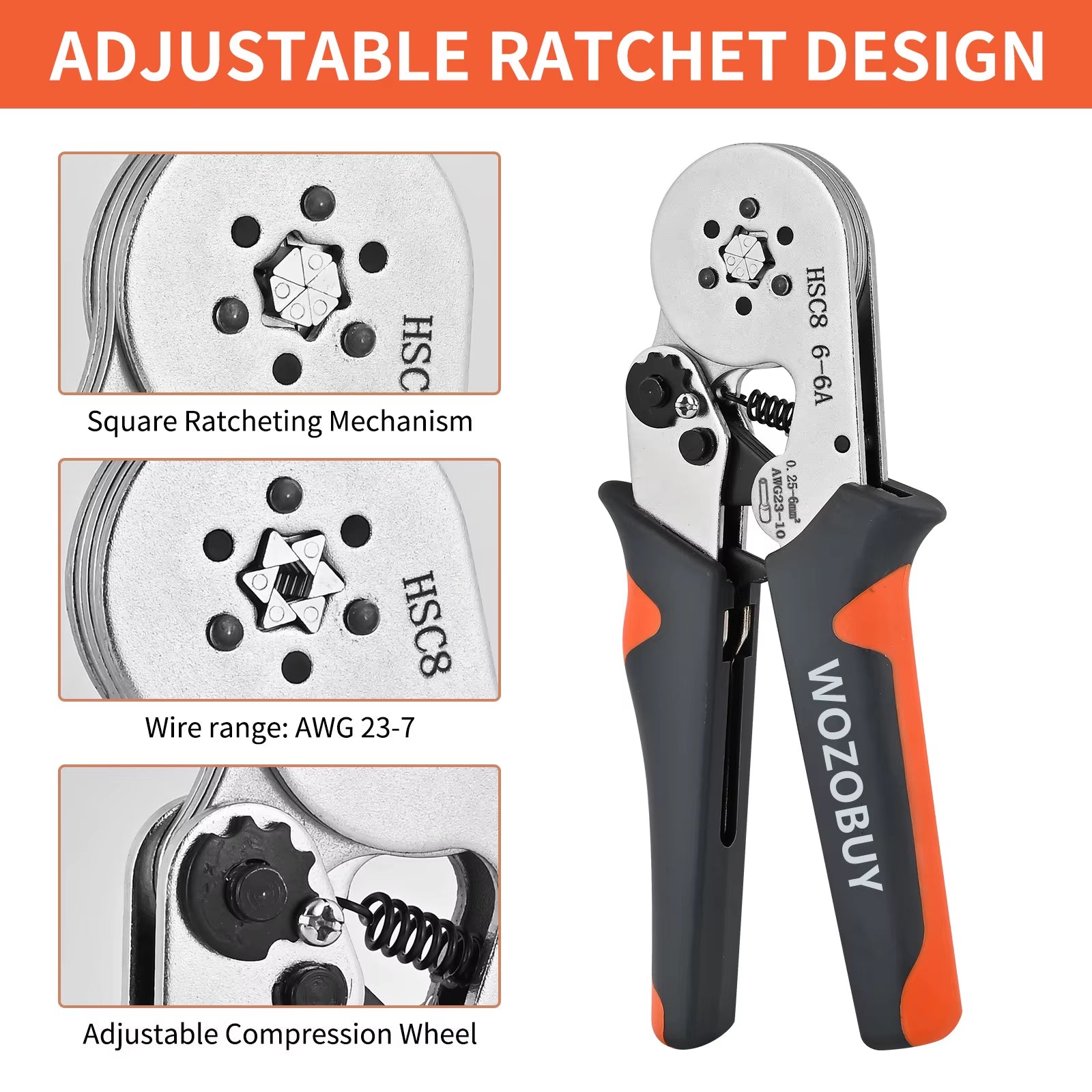 Ferrule Sleeves Terminal Crimping Tools Mini Electrical Pliers HSC8 6-4/6-6(0.25-10Mm²/0.25-6Mm²) Wire Connection Repair Clamp