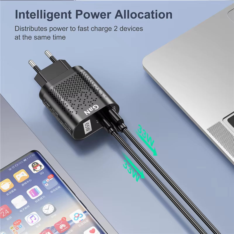 65W Gan Charger USB C PD KR Plugs Fast Charging Gan Charger Phone Quick Charging Type C for Iphone Korean Specification