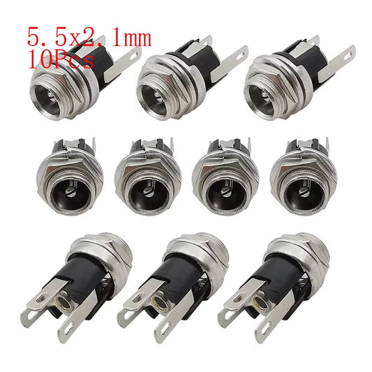 10Pcs DC Connectors 5.5X2.1Mm 3.5X1.3Mm DC Power Plug Male Female Jack Socket Nut Panel Mount DC Power Adapter Connector 5.5*2.1