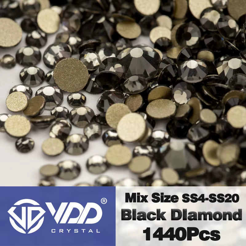 SS4-SS20 Mix Size Clear Crystal Non-Hotfix Gold Flatback Rhinestones Decorations DIY Glitter Stones 3D Nail Art Accessories