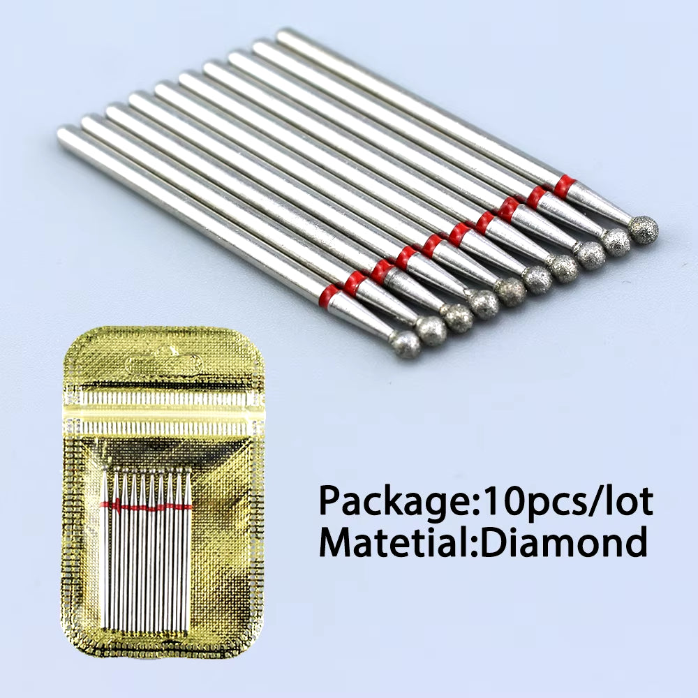 10Pcs Diamond Milling Cutter Nail Drill Bits Set for Manicure Accessory Pedicure Eletric Machine Nail Bit Brush Burr Tools