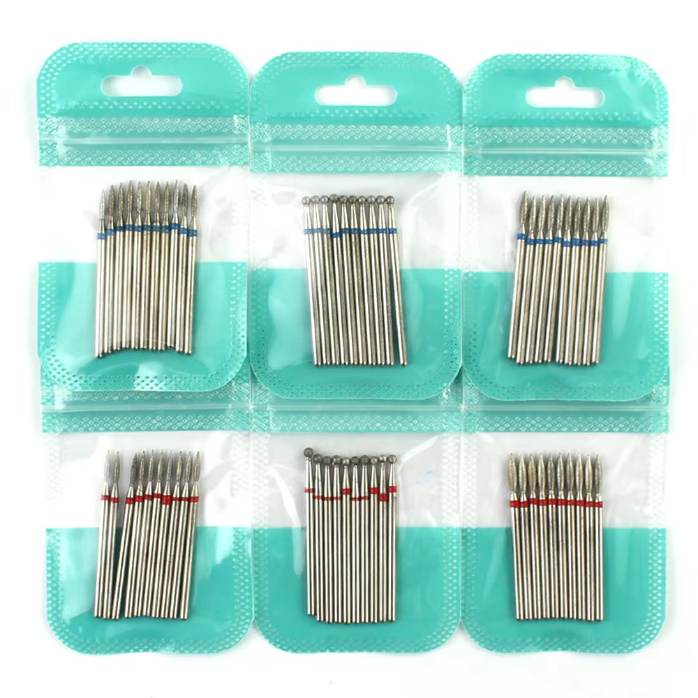 10Pcs Diamond Milling Cutter Nail Drill Bits Set for Manicure Accessory Pedicure Eletric Machine Nail Bit Brush Burr Tools