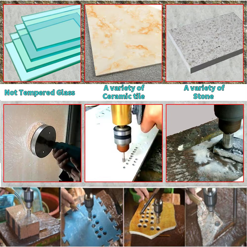10PCS Diamond Coated Hole Saw Core Drill Bit Tile Marble Glass Ceramic Drill Bit Set 3Mm-50Mm