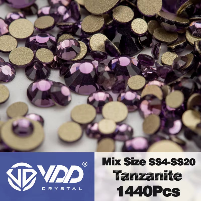 SS4-SS20 Mix Size Clear Crystal Non-Hotfix Gold Flatback Rhinestones Decorations DIY Glitter Stones 3D Nail Art Accessories
