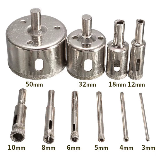 10PCS Diamond Coated Hole Saw Core Drill Bit Tile Marble Glass Ceramic Drill Bit Set 3Mm-50Mm