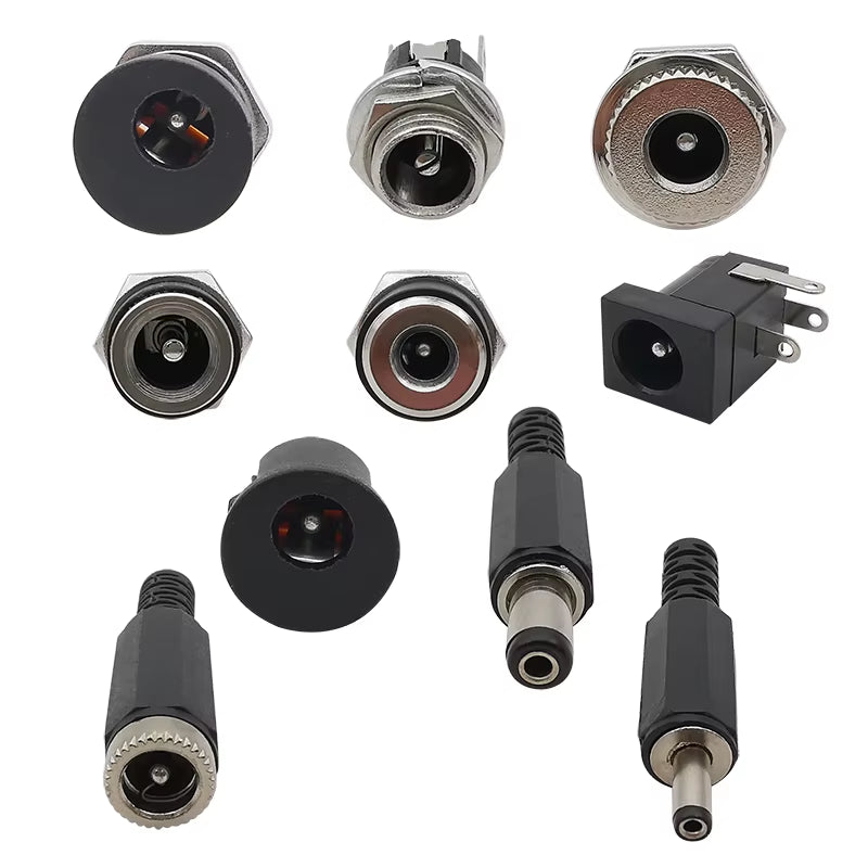 10Pcs DC Connectors 5.5X2.1Mm 3.5X1.3Mm DC Power Plug Male Female Jack Socket Nut Panel Mount DC Power Adapter Connector 5.5*2.1